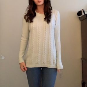 Baby blue cable knit sweater jcrew